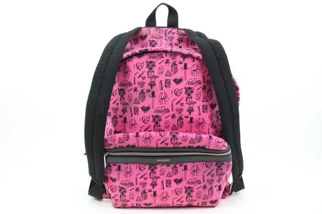 Saint Laurent Hot Pink Doodle Print City Backpack in Pink Canvas from Bagriculture, photo 1 of 1