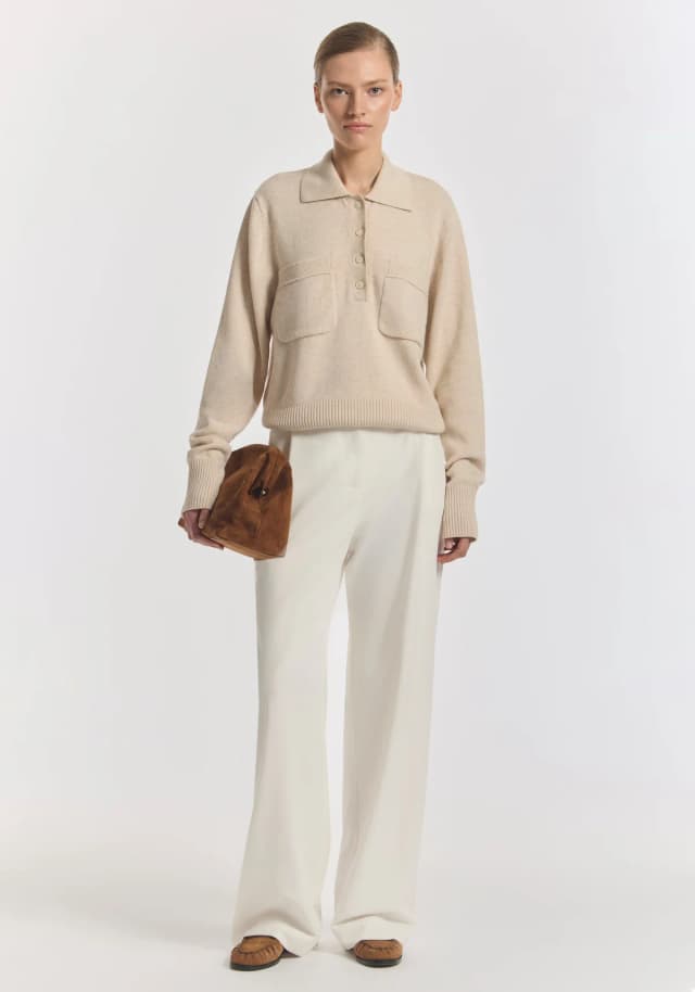 VIKTORIA & WOODS Duplicity Wool Kint in OAT MARLE, image 1 of 1 from Viktoria & Woods