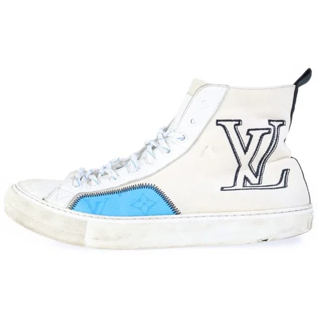 Louis Vuitton Tattoo Line High Top Sneakers Monogram Embroidery Logo White in White from The Reluxe, photo 1 of 1