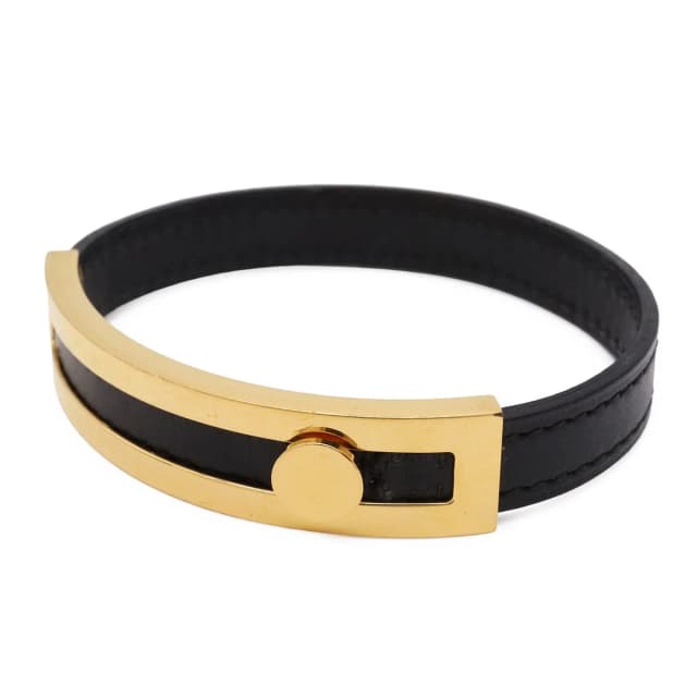 Hermès Bracelet Bangle Leather Black Gold in Black Leather from The Reluxe, photo 1 of 1