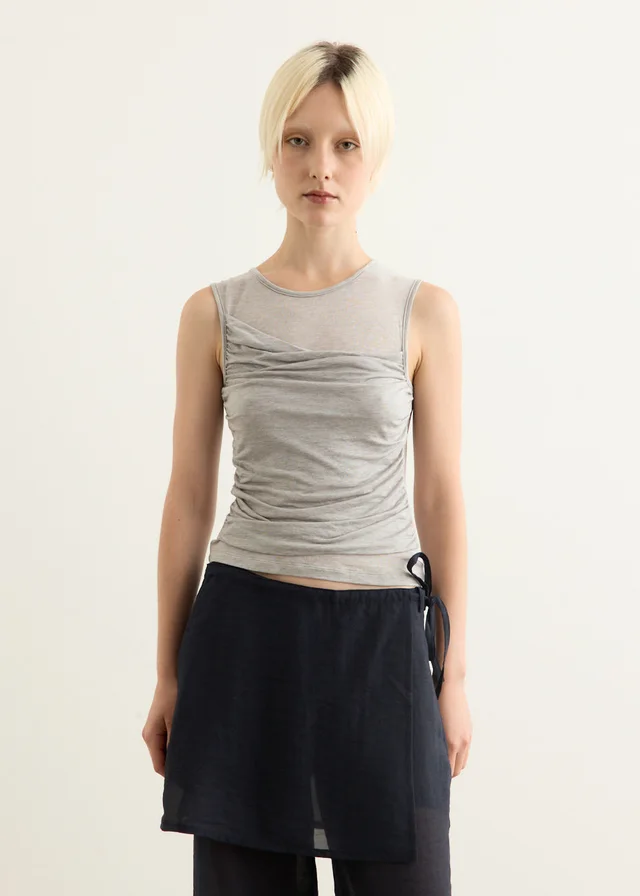 Incu Collection Pioneer Draped Tank in GREY MARL, image 1 of 1 from Incu