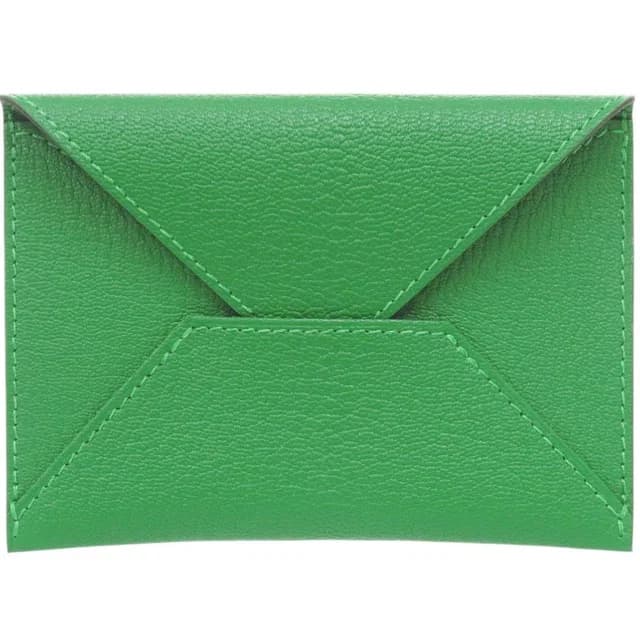 Hermès Envelope Chevre Mysore Bamboo Card Case Wallet Green in Green Goatskin from The Reluxe, photo 1 of 1