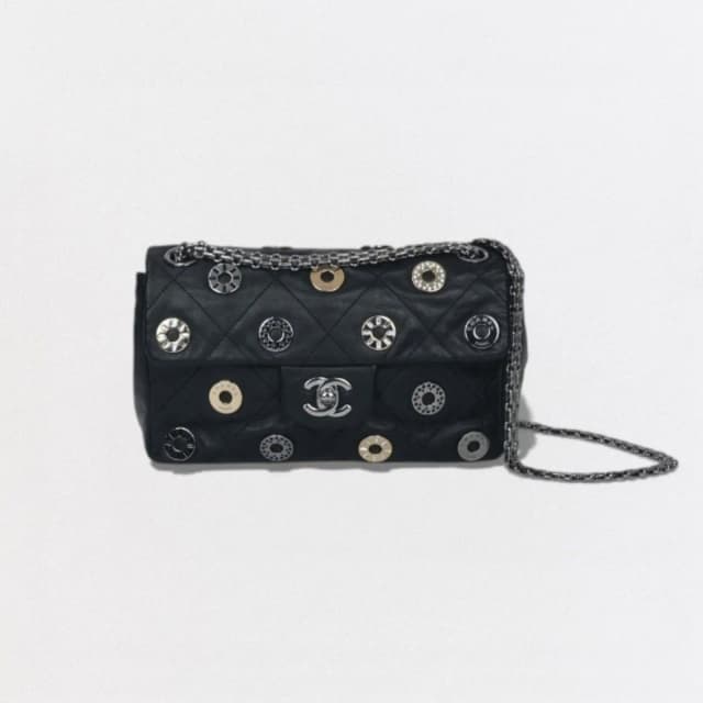 Chanel Quilted Shoulder Bag Calfskin Black Silver Chain CC Logo Turnlock Single in Black Calfskin from The Reluxe, photo 1 of 1