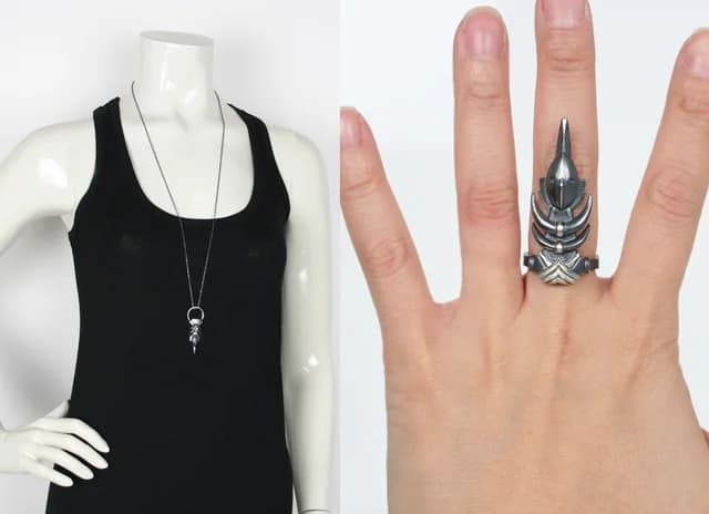 Maria Black Goma Necklace /Ring, Oxidized Silver, image 1 of 1 from Cultstatus