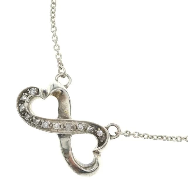 Tiffany & Co. Double Loving Heart Necklace Silver Rhinestone in Silver from The Reluxe, photo 1 of 1