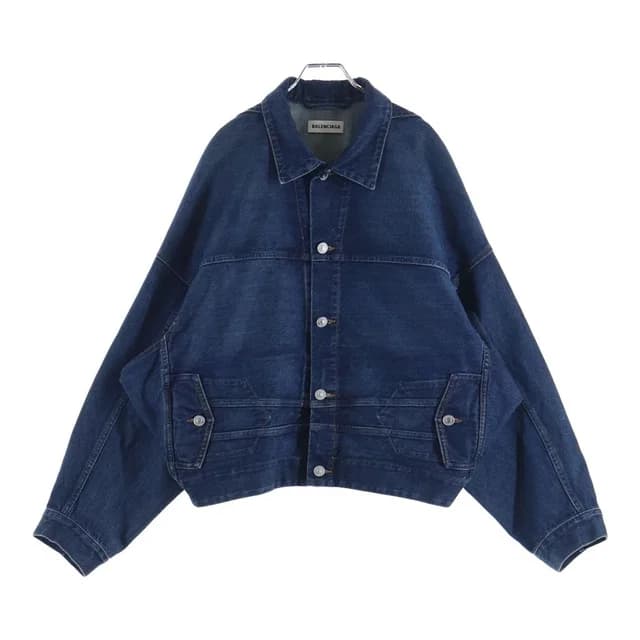 Balenciaga Upside Down Denim Trucker Jacket Indigo in Denim from The Reluxe, photo 1 of 1