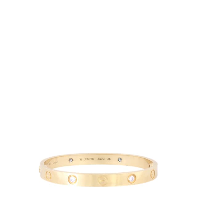 Cartier Classic Love 18k Yellow Gold 4 Diamond Bracelet in Yellow from Luxe.It.Fwd, photo 1 of 1