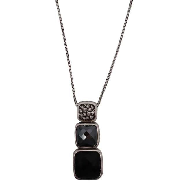 David Yurman Chiclet Small Sterling Silver Triple Drop Pendant Black in Black from Dallas Designer Handbags, photo 1 of 1