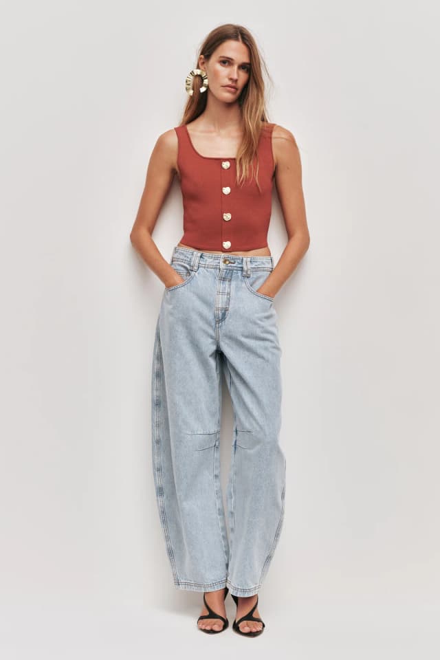 AJE Carina Knit Tank in RUST, image 1 of 1 from Aje