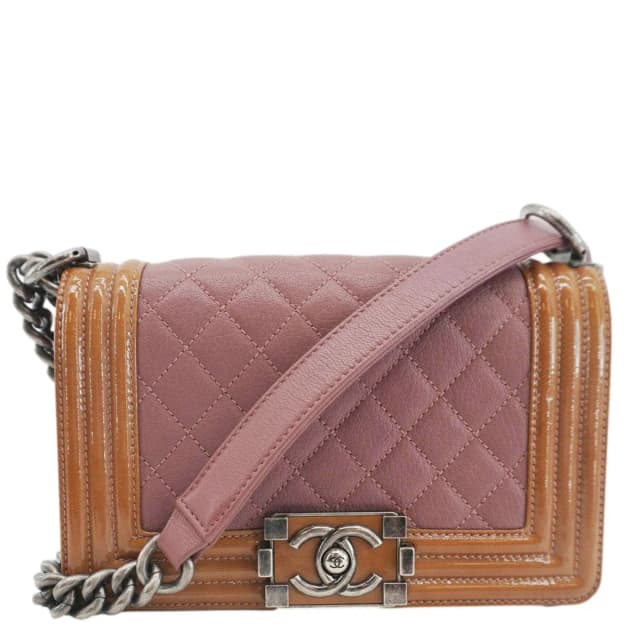 Chanel Duo Boy Flap Small Goatskin Leather Crossbody Bag Pink in Pink Goatskin from Dallas Designer Handbags, photo 1 of 1