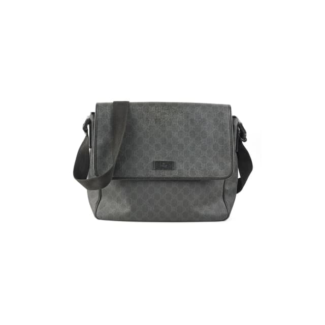 Gucci Mens Black Shoulder Monogram Bag in Black Coated canvas from The Purse Affair, photo 1 of 1