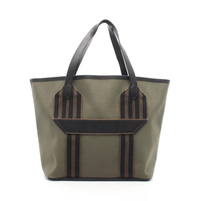 Hermès Tote Bag Pure Sangle Vert Blanc Black Ebene Canvas Leather in Black Canvas from The Reluxe, photo 1 of 1