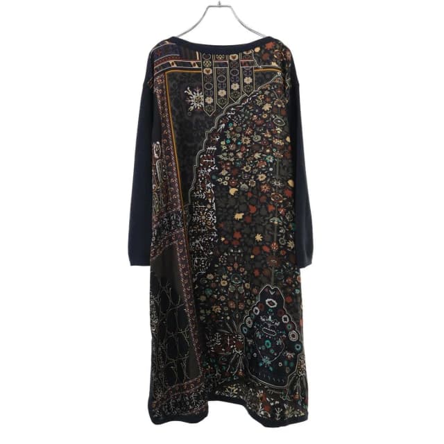 Hermès Twillaine Arabesque Silk Alpaca Dress Navy Multicolor 42 in Navy Silk from The Reluxe, photo 1 of 1