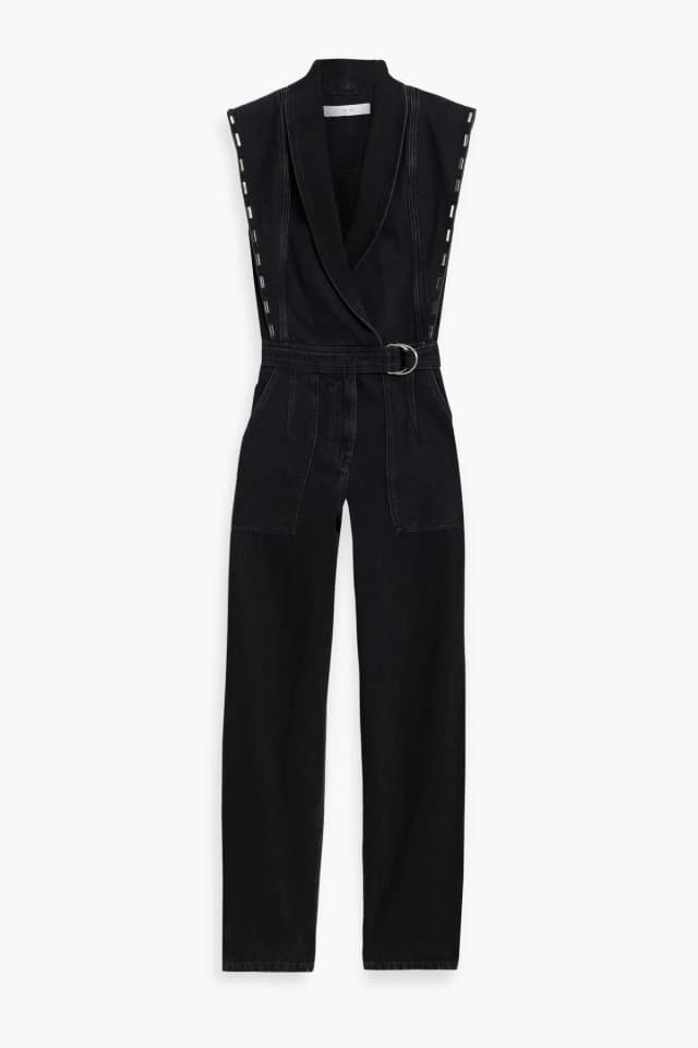 Iro Bilae Embellished Denim Jumpsuit in Black, image 1 of 1 from THE OUTNET