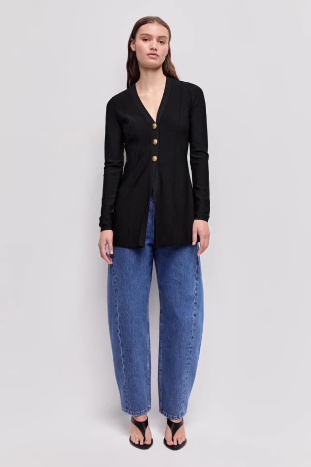 AJE Sara Longline Cardigan in BLACK, image 1 of 1 from Aje