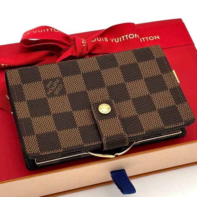 Louis Vuitton Wallet Kiss Lock Porte Monnaie Billets Viennois Damier Brown in Brown from The Reluxe, photo 1 of 1