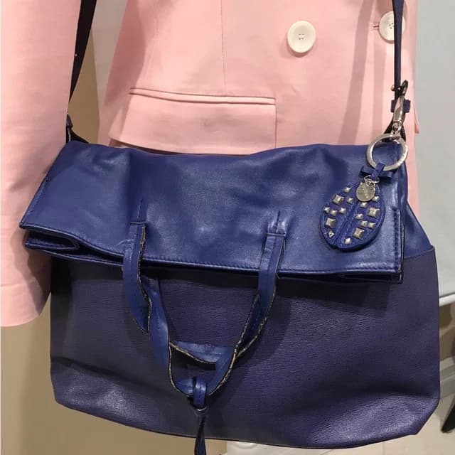 Furla Genuine Leather Large Bag, 17x16” in blue Leather from Poshmark, photo 1 of 1