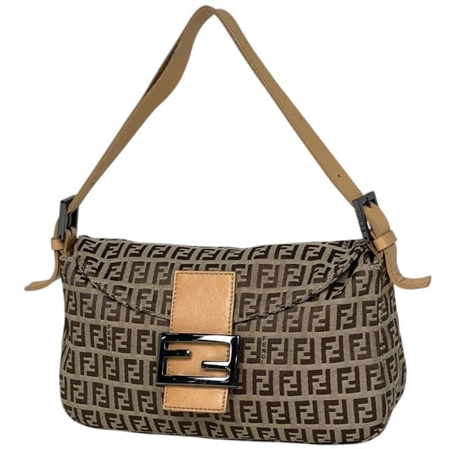 Fendi Zucchino Pattern Shoulder Bag Mamma Baguette Canvas Beige in Beige Canvas from The Reluxe, photo 1 of 1