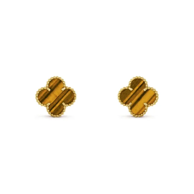 Van Cleef & Arpels Vintage Alhambra Tiger Eye Earrings from Truefacet, photo 1 of 1