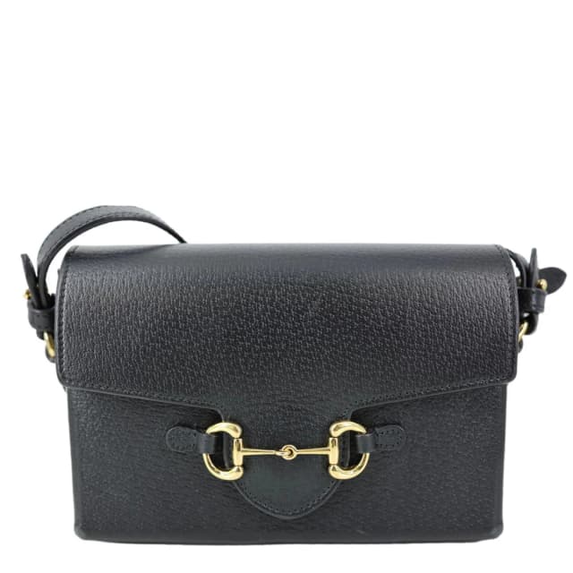Gucci Horsebit 1955 Flap Leather Shoulder Bag Black 732314 in Black Leather from Dallas Designer Handbags, photo 1 of 1