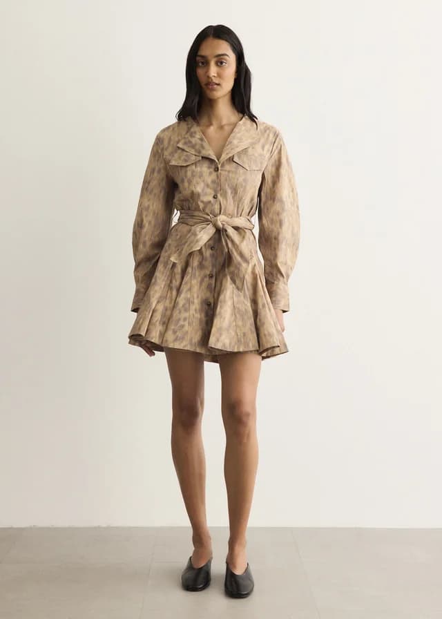 Ganni Mini Shirt Dress in Burro ZZT, image 1 of 1 from Incu