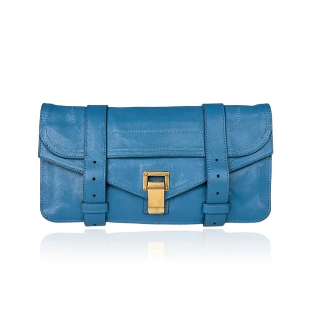 Proenza Schouler PS1 Clutch in Blue Leather from Designer Archives, photo 1 of 1