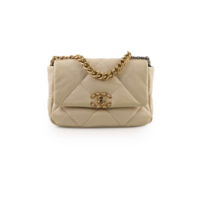 Chanel 19 Small Lambskin Sand Beige in Beige Lambskin from The Purse Affair, photo 1 of 1