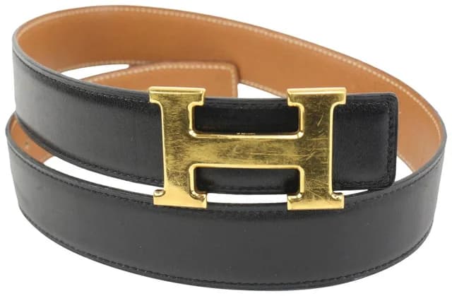 Hermès Black x Brown 32mm H Logo Belt Kit Gold Buckle in Black from Bagriculture, photo 1 of 1