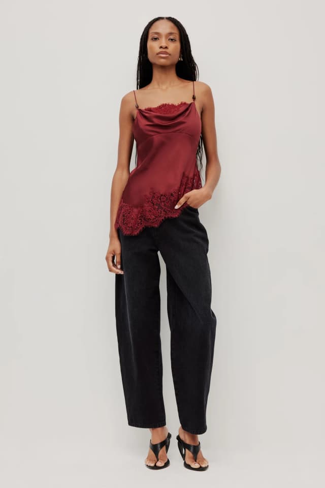 Aje Studio Hazel Lace Cami in MERLOT, image 1 of 1 from Aje