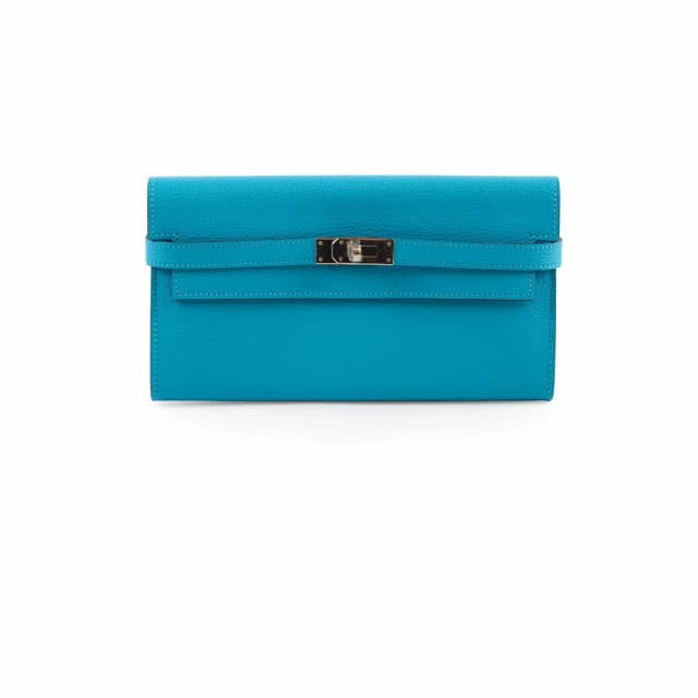 Hermès Kelly Long Wallet Turquoise Blue- T Stamp in Blue from The Purse Affair, photo 1 of 1