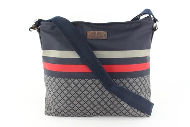Gucci Navy x Red Diamante Web Large Messenger in Red Nylon from Bagriculture, photo 1 of 1