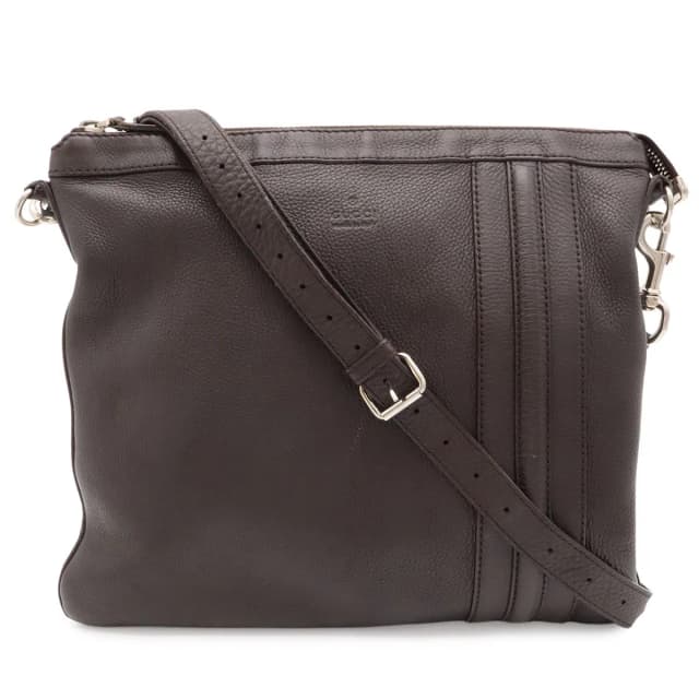 Gucci Shoulder Bag Crossbody No Gusset Leather Dark Brown Silver in Brown Leather from The Reluxe, photo 1 of 1