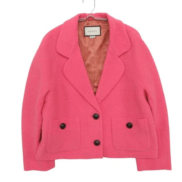 Gucci Tailored Jacket Tweed Blazer Interlocking G Button Pink in Pink Tweed from The Reluxe, photo 1 of 1