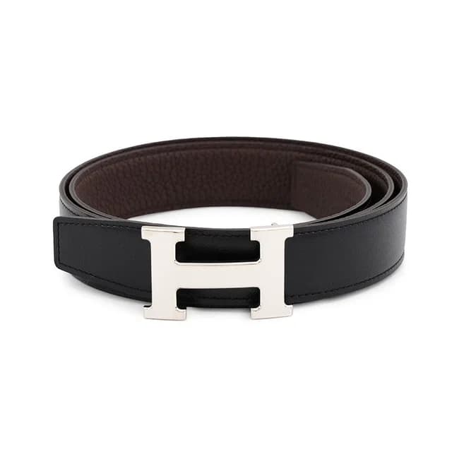 Hermès Belt Constance H Reversible Black Chocolate Silver Box Calf Togo in Black Togo leather from The Reluxe, photo 1 of 1