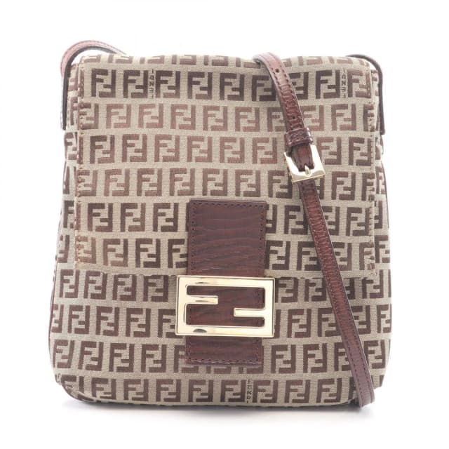 Fendi Shoulder Bag Zucchino Beige Brown Canvas Leather in Brown Canvas from The Reluxe, photo 1 of 1