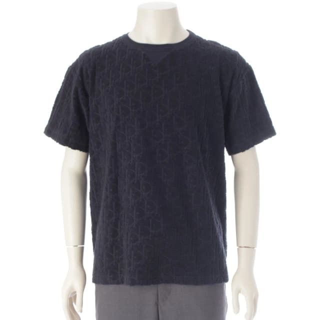 Dior Homme Terry Pile Oblique Crew Neck Top Navy in Navy from The Reluxe, photo 1 of 1