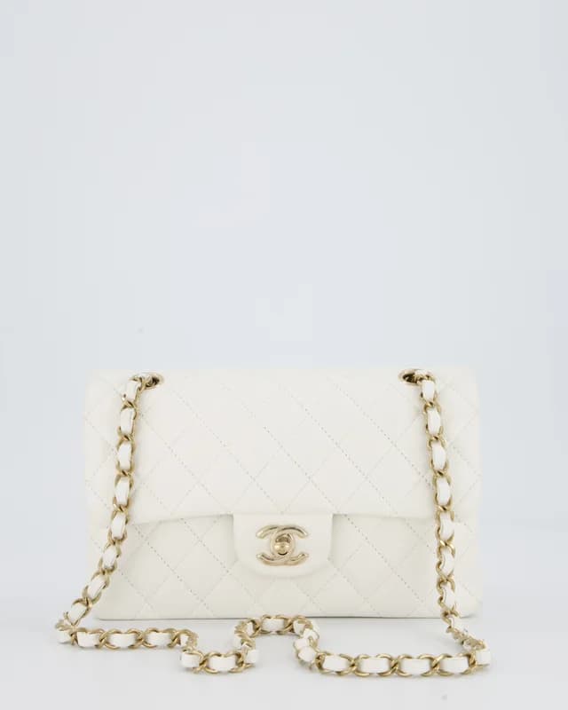 Chanel White Small Classic Double Flap Bag in White Caviar leather from Sellier, photo 1 of 1