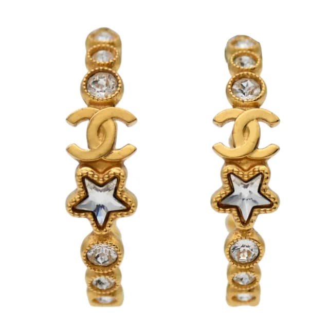 Chanel Crystal Star CC Hoop Earrings from Clotheshorse Anonymous, photo 1 of 1