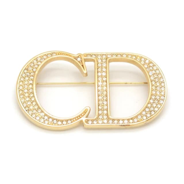 Dior CD Brooch 6.28 CD Signature Crystal Gold Tone Metal Pin in Gold from The Reluxe, photo 1 of 1