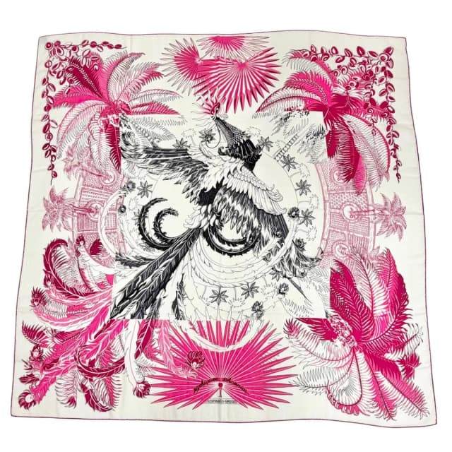 Hermès Mythiques Phoenix Cashmere Silk Carre Geant 140 Scarf Pink in Pink Silk from The Reluxe, photo 1 of 1