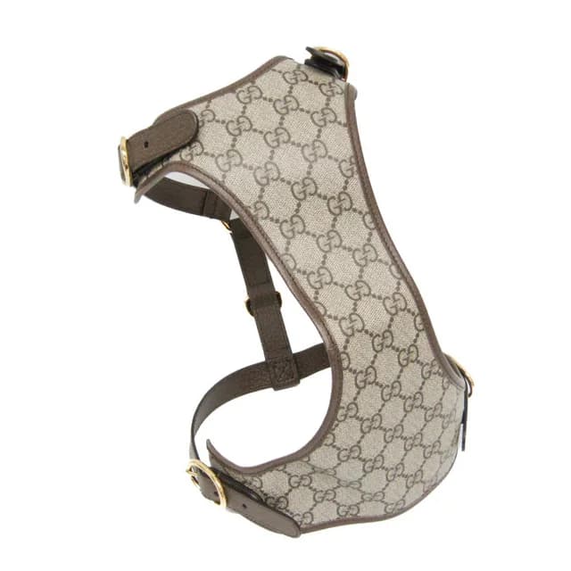 Gucci GG Supreme Harness 692964 Dog Harness PVC Leather Beige,Dark Brown in Beige/Dark brown PVC , Leather from Elady, photo 1 of 1