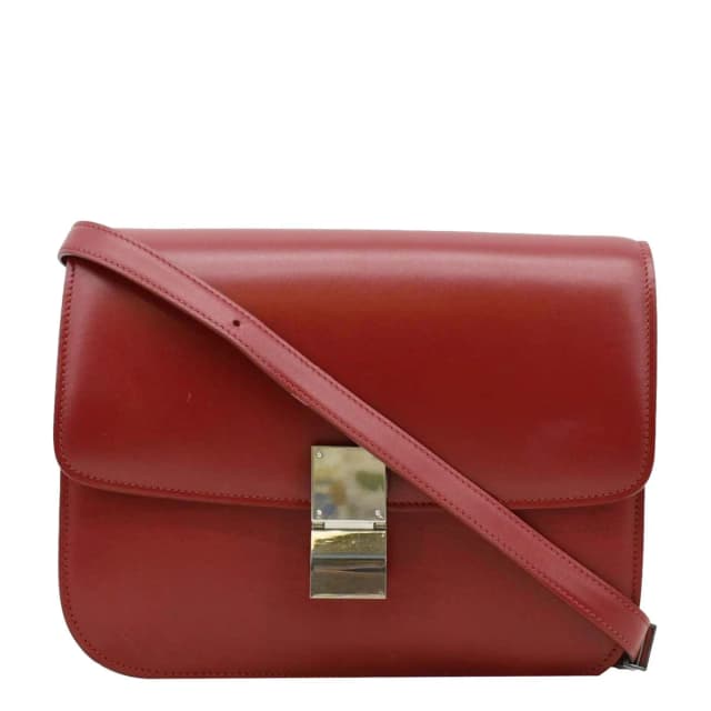 Celine Classic Box Medium Leather Flap Shoulder Bag Red in Red Leather from Dallas Designer Handbags, photo 1 of 1