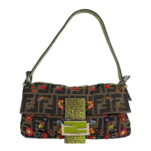 Fendi Mamma Baguette Handbag Nylon Multicolor Zucca Pattern Beads Bijou Exotic in Multicolor Nylon from The Reluxe, photo 1 of 1