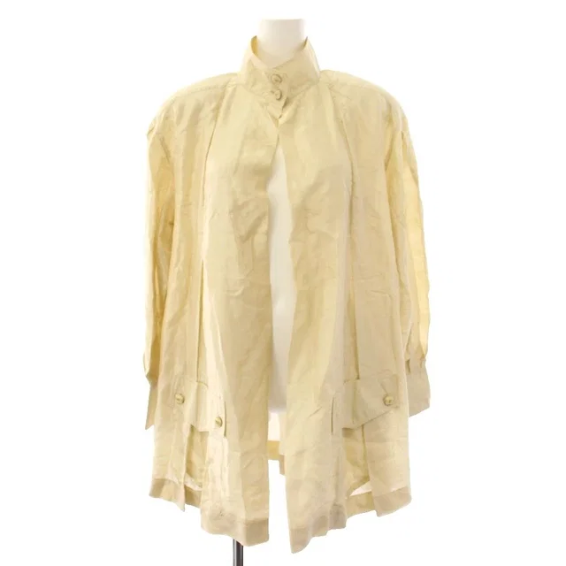 Chanel Shirt Jacket Stand Collar CC Logo Beige 34 in Beige Silk from The Reluxe, photo 1 of 1