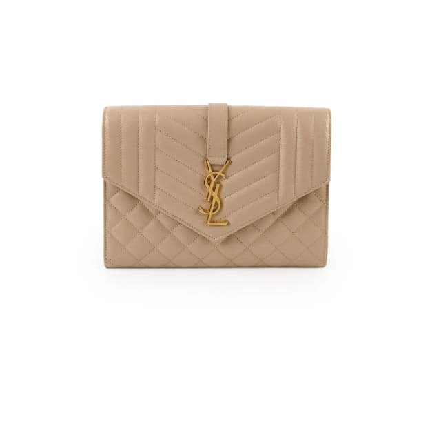 Saint Laurent Envelope Flap Pouch Beige in Beige Leather from The Purse Affair, photo 1 of 1