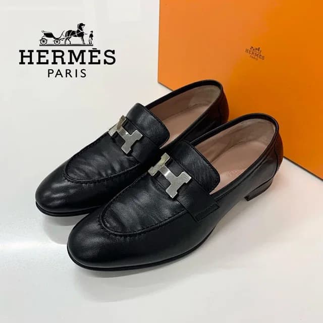 Hermès Paris Leather Loafers Black in Black Leather from The Reluxe, photo 1 of 1