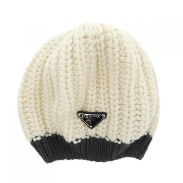 Prada Triangle Logo Knit Cap Hat in Cashmere from The Reluxe, photo 1 of 1