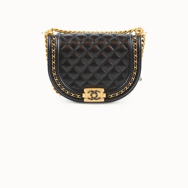Chanel Half Moon Boy Bag Shiny Caviar Black (microchip) in Black Caviar leather from The Purse Affair, photo 1 of 1