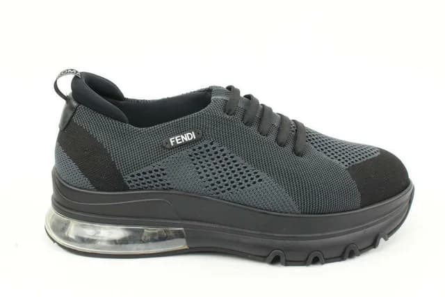 Fendi Mens 9EU Black Slip-On Logo Calfskin Mesh Low Top Sneakers in Black Calfskin from Bagriculture, photo 1 of 1