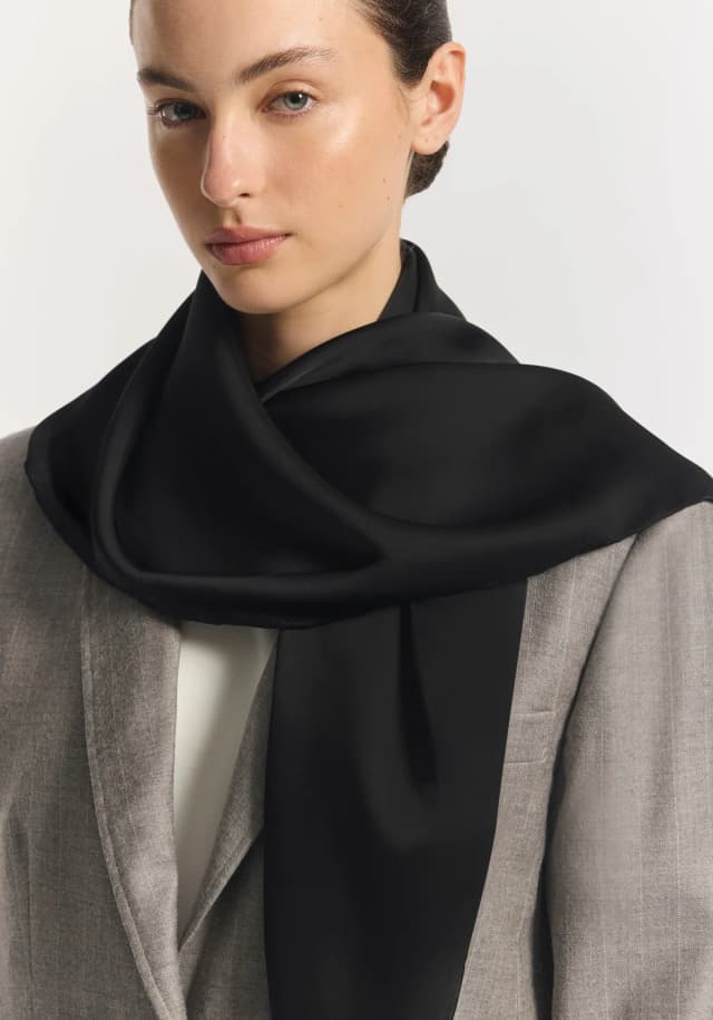 VIKTORIA & WOODS Zara Cupro Scarf in BLACK, image 1 of 1 from Viktoria & Woods